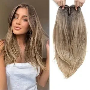 Molefi Hair Toppers for Women with Thinning Hair,18 Inch Long Layered Toppers,Add Volume Synthetic Wiglets Pieces For Women 6.5"x6.5"Large Base