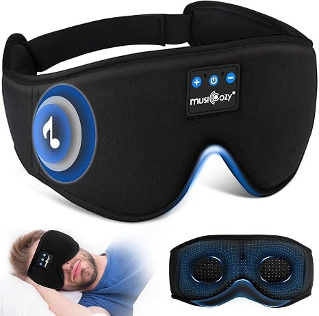 MUSICOZY 3D Sleep Headphones Bluetooth 5.4 Sleep Mask with HD Speakers