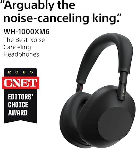 Sony WH-1000XM6 The Best Noise Cancelling Wireless Headphones, Black