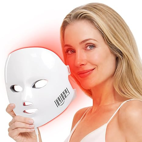 NEWKEY Red Light Therapy Mask for Face Anti Aging 4D Home Use 7 Colors LED Facial Mask Blue Light Therapy for Acne,150 LEDs Photon Skin Care led Mask for Acne Dark Spot