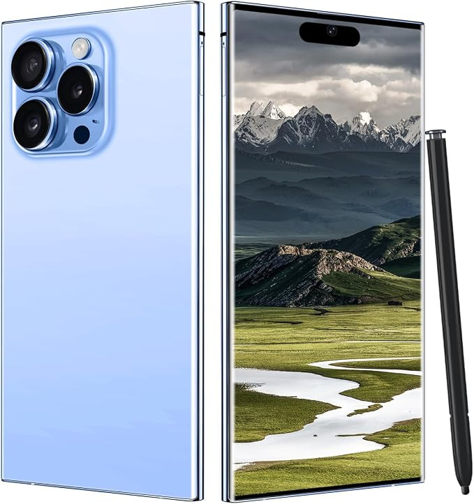 Cell Phones 15 Ultra Smartphones 5G Phone Android 13 Mobile Phones with 8GB+256GB 7" Display 48MP+108MP Camera 6800 mAh Dual SIM/Build-in Pen(Light Blue)