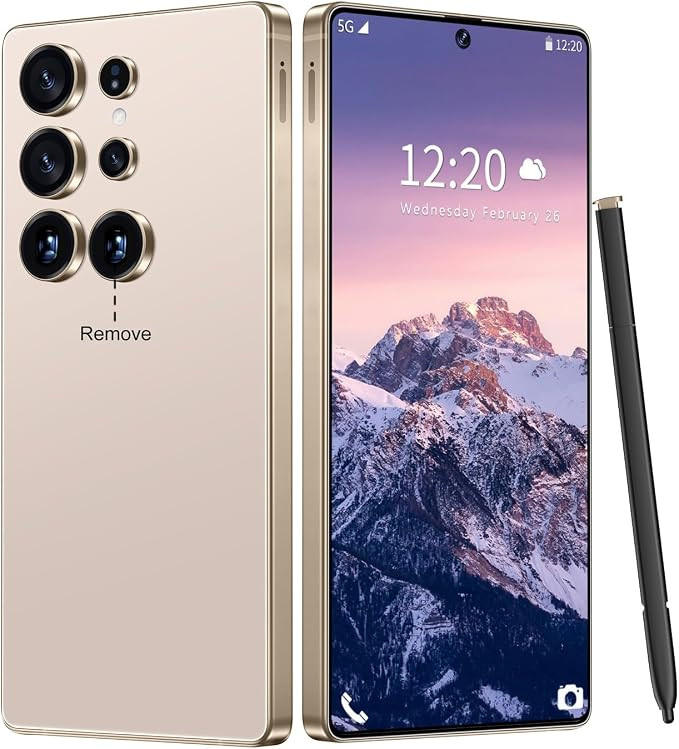 I25 Ultra Unlocked Phone 16+1TB,Built in Pen The Phone,Battery 7000mAh 6.99" HD Screen,Android 14 Smartphone,Face ID/5G/Fingerprint Lock/Dual SIM/GPS (Gold, 16+1TB)