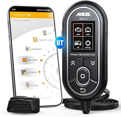 ANCEL BD310 Bluetooth OBD2 Scanner, 2-in-1 Car Diagnostic Scan Tool & Code Reader with App, Battery Test, Trip Analysis, Performance Test, for iPhone & Android, All 1996+ Vehicles