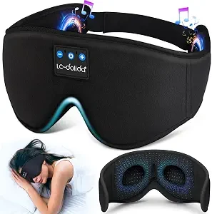 LC-dolida Sleep Headphones, 3D Sleep Mask Bluetooth Wireless Music Eye Mask, Sleeping Headphones for Side Sleepers Sleep Mask with Bluetooth Headphones