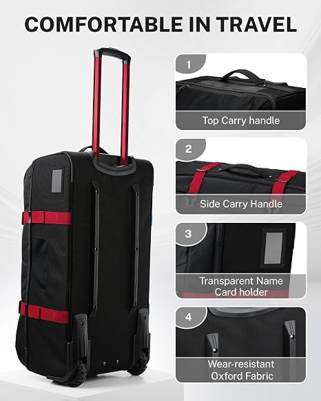 Gonex Rolling Duffle Bag with Wheels, Water-Repellent Nylon, 30 in, Black