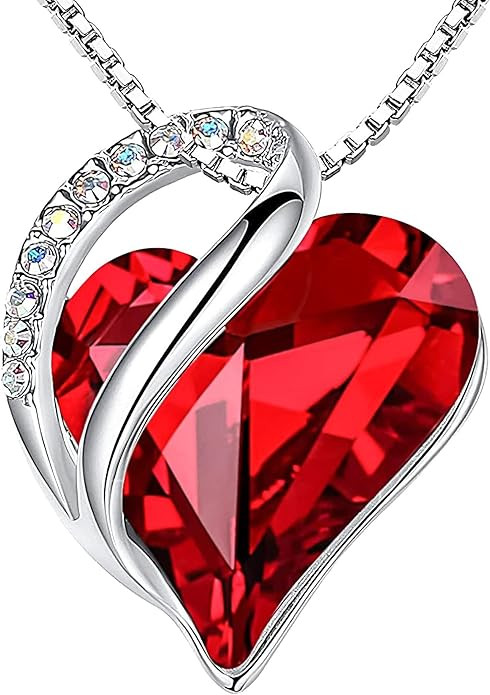 Necklaces for Women, Infinity Love Birthstone Heart Crystal Pendant, Birthday Anniversary Jewelry