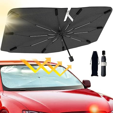 Windshield Sun Shade Umbrella, Foldable Car Sunshade, 99% UV Block