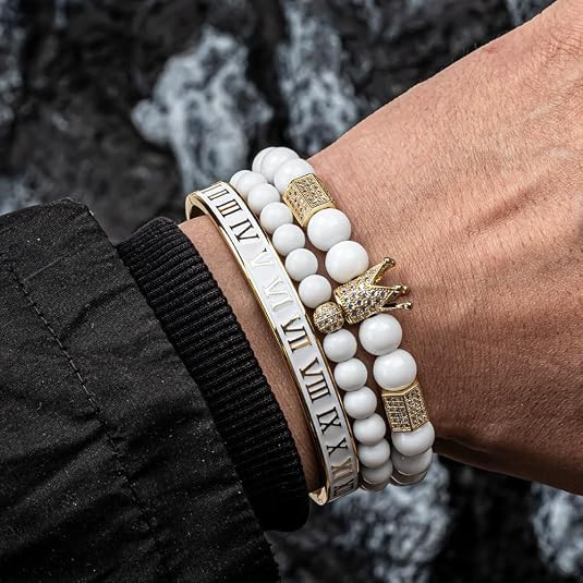 Classical Handmade Braiding Bracelet Hip Hop Men Pave CZ Leopard Head Roman Numeral Bracelet Stainless Steel Jewelry