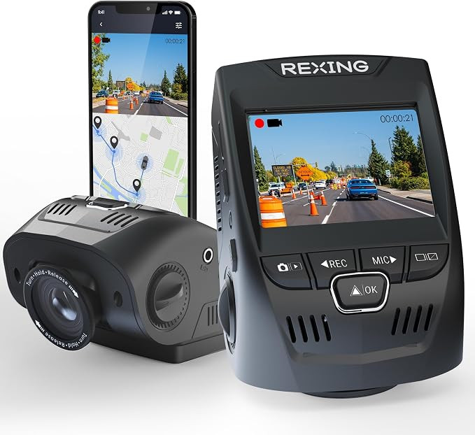 RexingUSA V1-4K Ultra HD GPS Dash Cam 2.4” LCD, Wi-Fi, 170° Wide Angle, G-Sensor, WDR, Loop Recording
