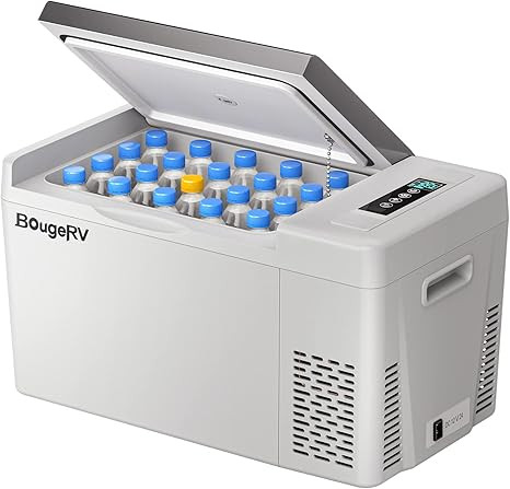 BougeRV 12v refrigerator 23 Quart, -8℉~50℉ Portable Freezer for Car, Grey