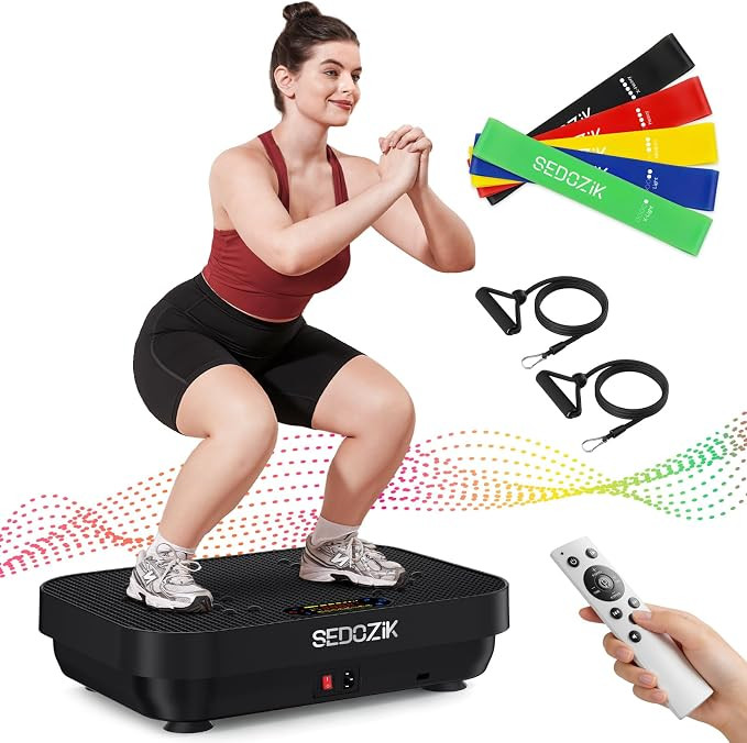 SEDOZIK Vibration Plate for Lymphatic Drainage with Bands Bluetooth, Black