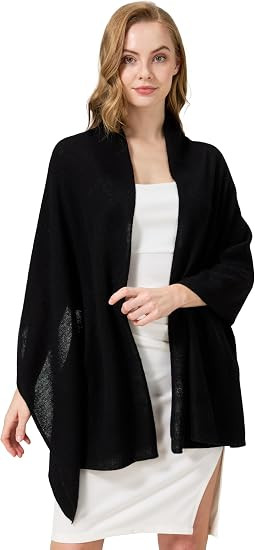 Luxury 100% Cashmere Wrap for Women, 71"x24" Knitted Cashmere Shawl, Lightweight
