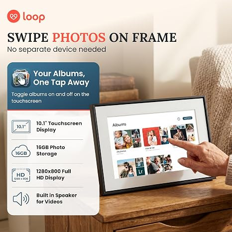Loop WiFi Digital Picture Frame 10 Inch Touch Screen Electronic Photo Video