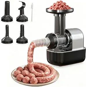 Electric Sausage Stuffer Machine with 3 Stuffing Tubes and 1 Meatball Tube